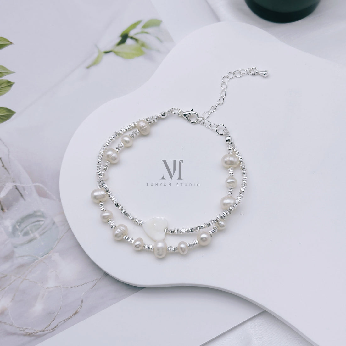 T&M [T01] Original Handmade s925 Silver & Pearl Bracelet