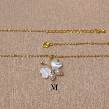 T&M [N02] Heart Wings Butterfly Pearl Necklace